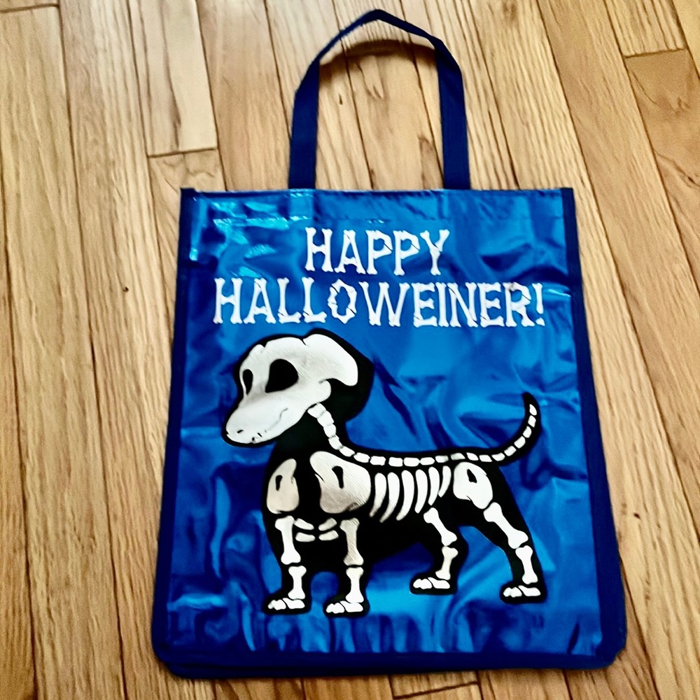 2 Dachshund skeleton Halloween reusable bags new